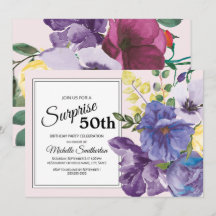 Jardin Violet Jaune Rose Floral 50e Anniversaire