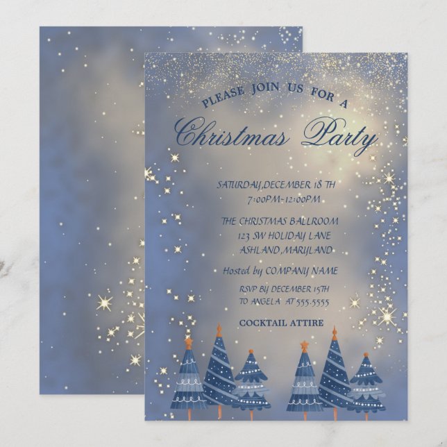 Invitation Jardins de Noël Bleus (Devant / Derrière)