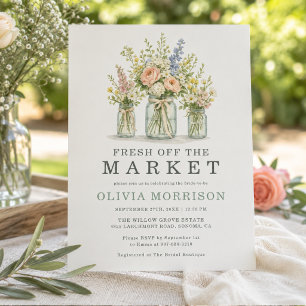 Invitation Jarre Floral de Marché de Fleurs Vert Sauge pour l