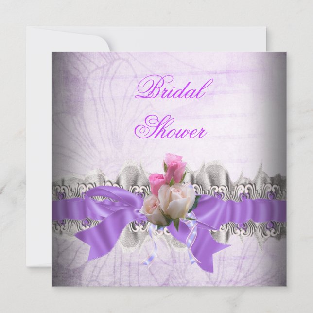 Invitation Jarretière en dentelle blanche pour mariage rose v (Devant)