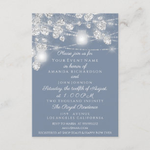 Invitation Jars de lumières de mariage gris pailleté bleu fum