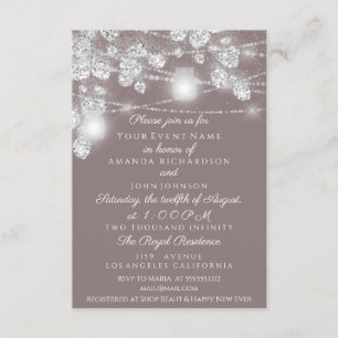 Invitation Jars de lumières de mariage paillettes gris argent