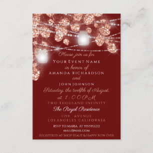 Invitation Jars de lumières de mariage Rustique Rose Gold Blu
