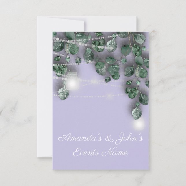 Invitation Jars de lumières de mariage Rustique Vert Lavande  (Dos)
