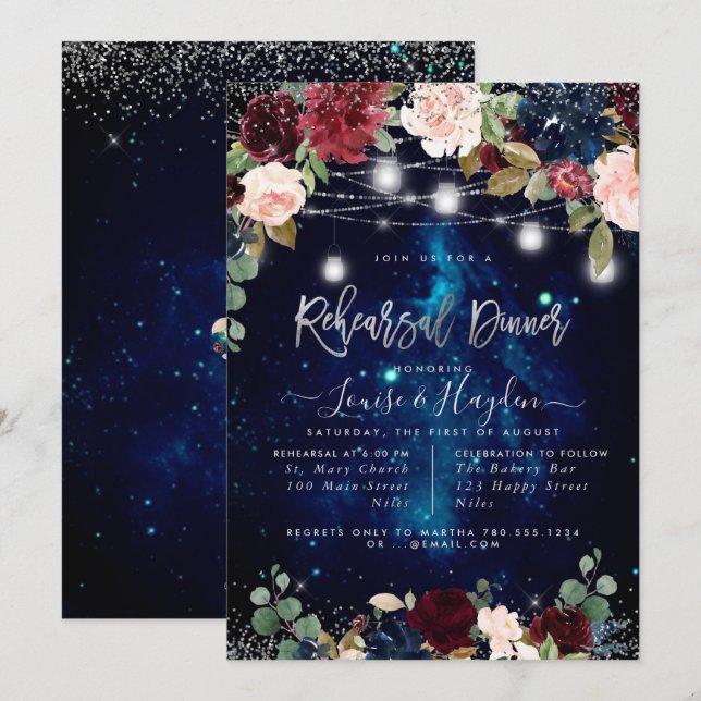 Invitation Jars de maçon de dîner de répétition rustique de l (Devant / Derrière)