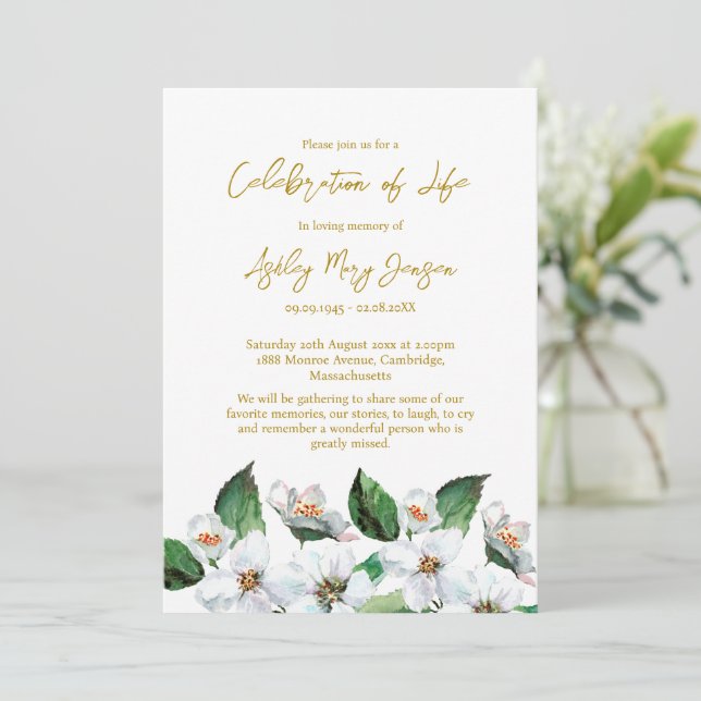 Invitation Jasmine Celebration of Life Funeral (Debout devant)
