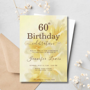 Invitation Jaune 60 Fabuleux fête d'anniversaire florale