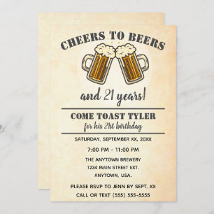 Invitation Jaune à la bière fête de 21e anniversaire