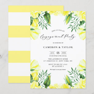 Invitation Jaune Aquarelle Roses Garland Engagement Party