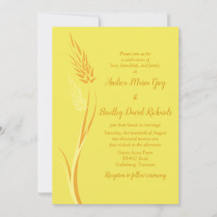 Invitation Jaune Automne Blé Pays Mariage agricole