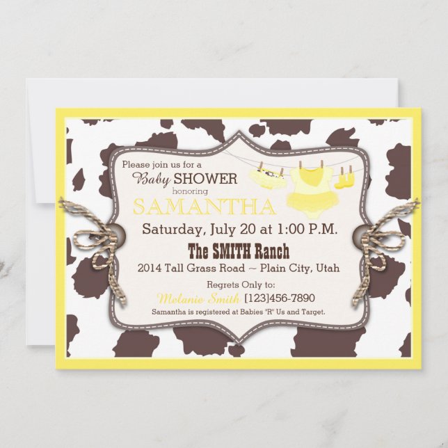 Invitation Jaune Baby shower Tutu (Devant)