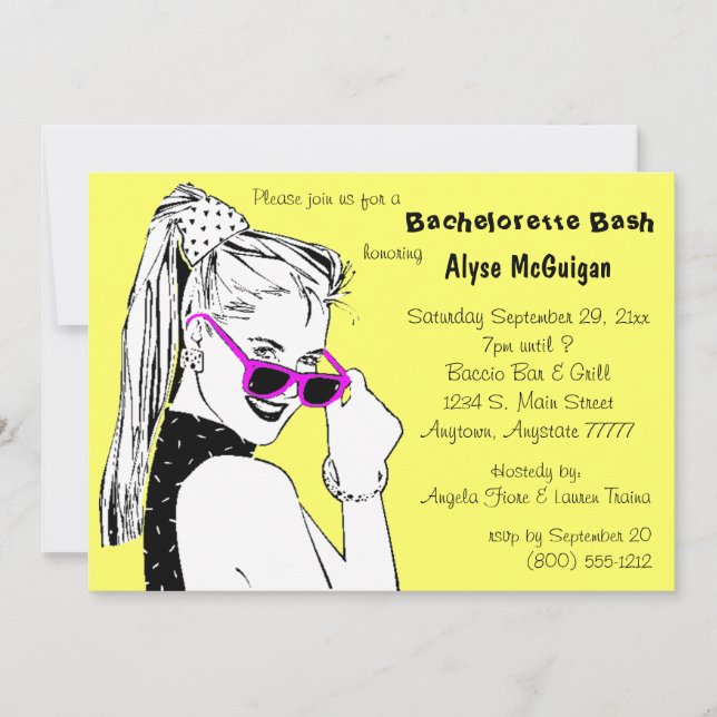 Invitation Jaune Bachelorette Bash (Devant)