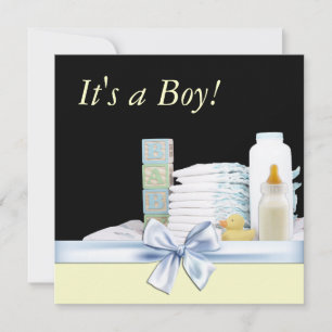 Invitation Jaune Bébé Bleu Bleu Jaune Douche garçon