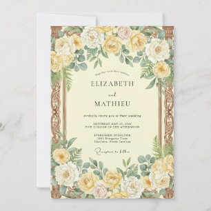 Invitation Jaune Beurre Antique Rose Mariage