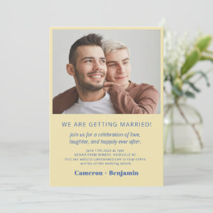 Invitation Jaune Beurre Bleu Tout en Un Mariage Photo RSVP