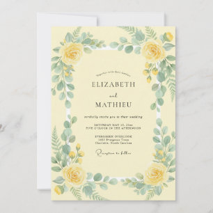 Invitation Jaune Beurre Eucalyptus Mariage