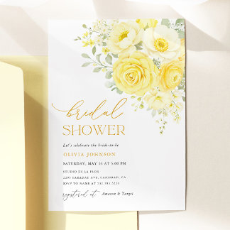 Invitation Jaune Beurre Ivoire Floral Bridal Shower