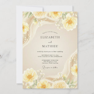 Invitation Jaune Beurre Opulent Mariage Floral