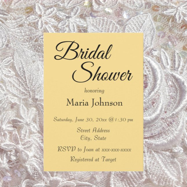 Invitation Jaune Beurre Simple Style Mariage Bridal Shower (In Situ Wedding)