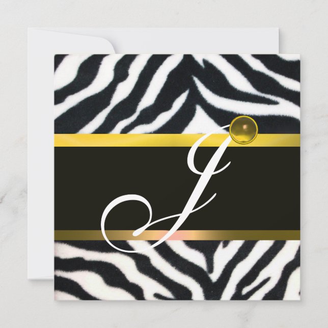 Invitation JAUNE BLACK ZEBRA FUR MONOGRAM, Topaz (Devant)