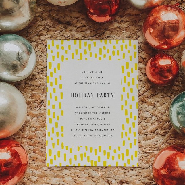 Invitation Jaune clair Dashing Fête de vacances (Bright Yellow Dashing Holiday Party Invitation)