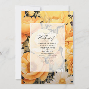 Invitation Jaune Clair et Mariage Floral d'Été Biscotti