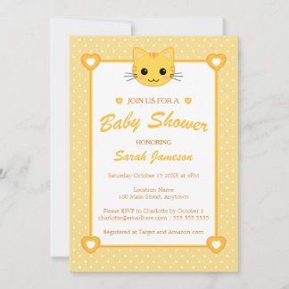 Invitation Jaune clair Orange Neutral Cute Baby shower de cha
