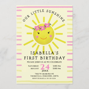 Invitation Jaune Cute Notre Petit Soleil Premier Anniversaire