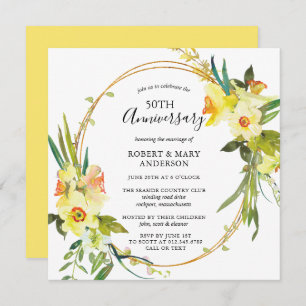 Invitation Jaune Daffodil Floral 50e anniversaire
