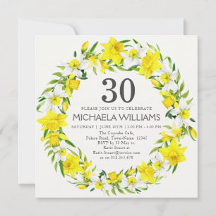 Invitation Jaune Daffodiles Blanches 30e anniversaire