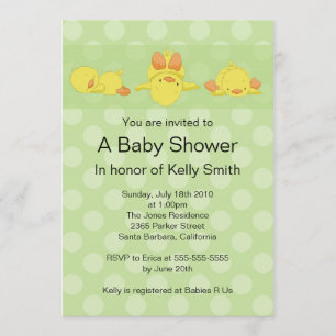 Invitation jaune de baby shower de canard