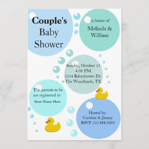 Invitation jaune de baby shower de Duckys et de