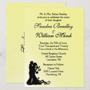 Invitation Jaune de mariée et de mariée