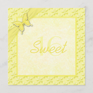 Invitation jaune de sweet sixteen de papillon