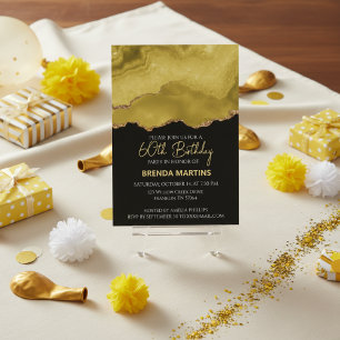 Invitation Jaune doré Paillettes d'or Aquarelle