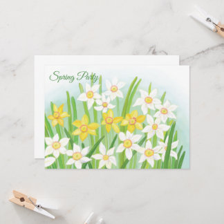Invitation Jaune et blanc jonquilles Printemps Partie Texte p