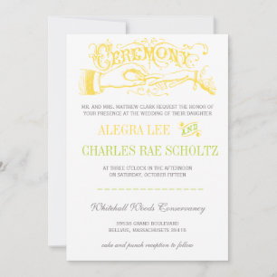 Invitation Jaune et chaux Moderne Typographie Vintage Invitat