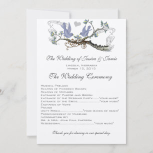 Invitation Jaune et Lavande Vintage Lovebird Wedding Programm