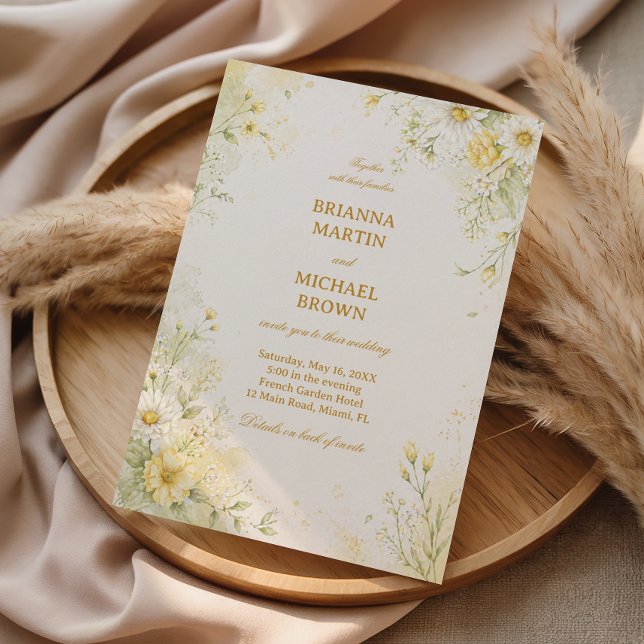 Invitation Jaune Floral Doux (Créateur téléchargé)