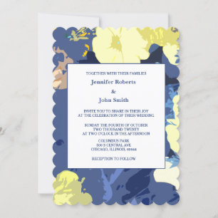 Invitation Jaune Floral Feuilleté Dusty Blue Artsy Mariage 20