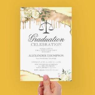 Invitation Jaune Floral Law School Graduation Party