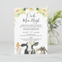 Jaune Floral Rose Moo Neigh Baby shower agricole