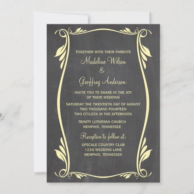 Invitation Jaune Fruit Chalkboard Mariage Inviter (Devant)
