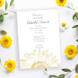 Invitation Jaune Graphique Tournesol Doux 16 Partie