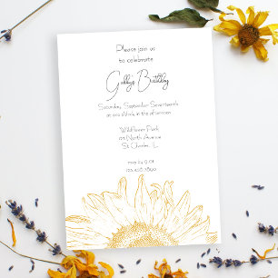 Invitation Jaune Graphisme Tournesol fête d'anniversaire