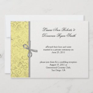 Invitation Jaune Gris Blanc Damassé Après-Mariage
