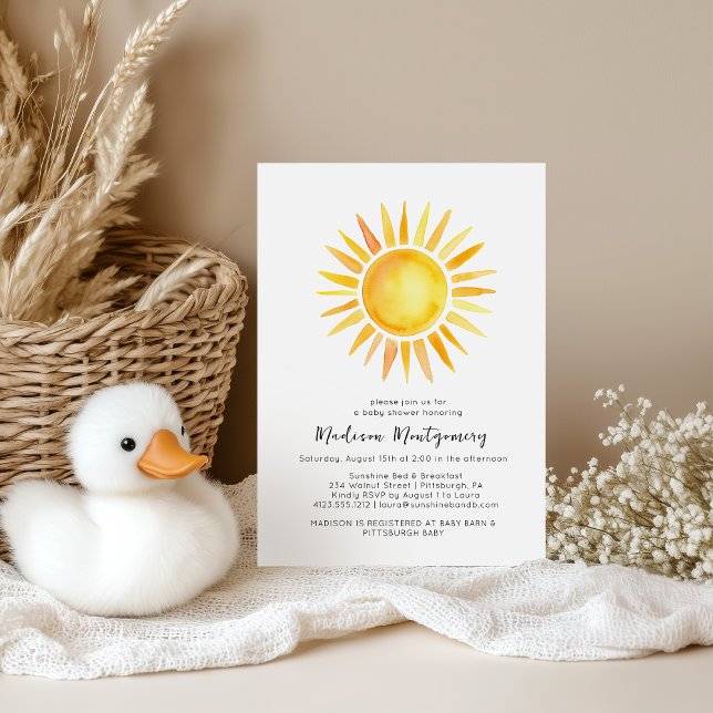 Invitation Jaune joyeux soleil En vichy Baby shower (Créateur téléchargé)