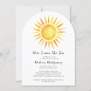 Invitation Jaune joyeux Voici le Baby shower du Fils