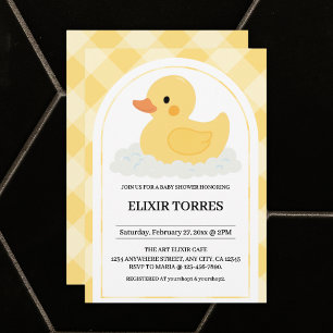 Invitation Jaune moderne en caoutchouc Baby shower canard