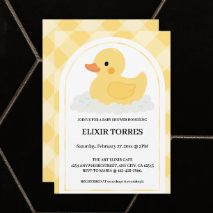 Invitation Jaune moderne en caoutchouc Baby shower canard